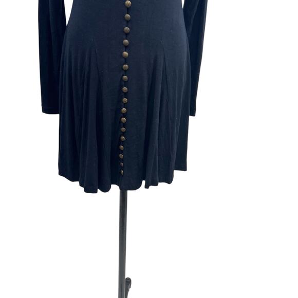 Betsey Johnson Vintage Dress Long Sleeve Button Front Henley Black Size Large - Picture 5 of 11
